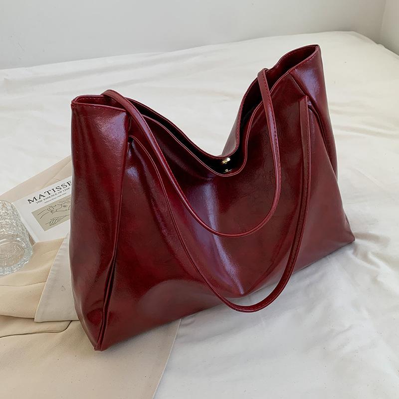 Damska Europejska Moda Retro Jednokolorowa Torba Tote - Błyszcząca, Duża Pojemność, Torba na Jedno Ramię