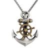 Nuova Collana da Uomo Retrò Nave Pirata Blu Ancora Ciondolo Timone Rotante Punk Moda Gioielli Accessori Regalo