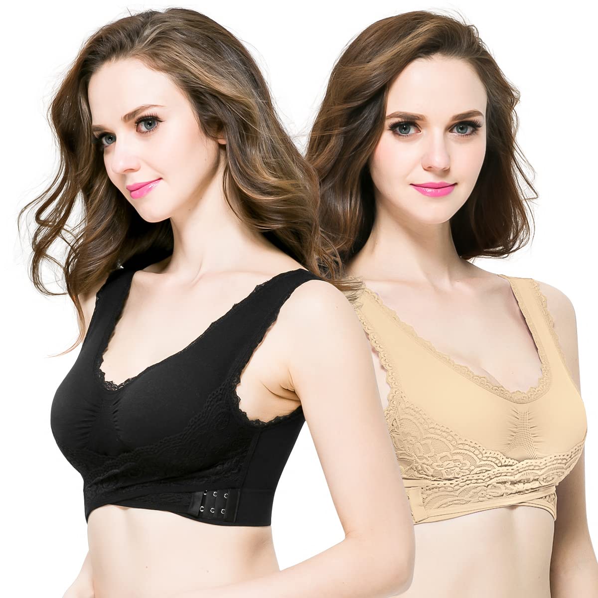 

Ночной комплект предотвращает боковое выпирание груди, можно носить днем, мягкий и удобный для ночного времени, комплект из 2 черных бюстгальтеров [YHT], 2, движение,