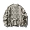 Unisex Oversized Knit Cardigan With Textured Jacquard Ribbed Hem Fall Lightweight Warm Layering Sweater