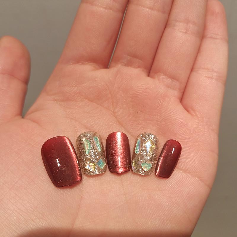 

Champagne Full Diamond Flash Whitening Nail Stickers: Handmade Luxury Bride Manicure