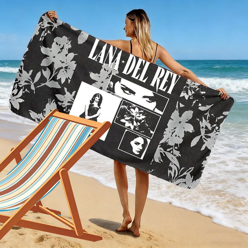 Lana Del Rey Print Beach Towel, Large Soft Quick Dry Towel for Beach Camping Swimming
