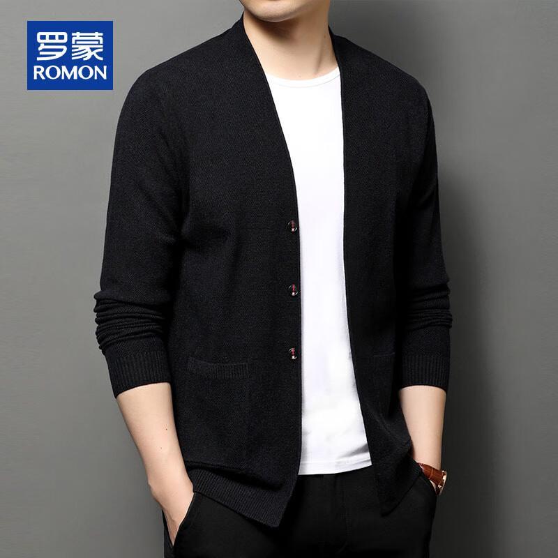 ROMON Men's V-Neck Casual Knit Cardigan