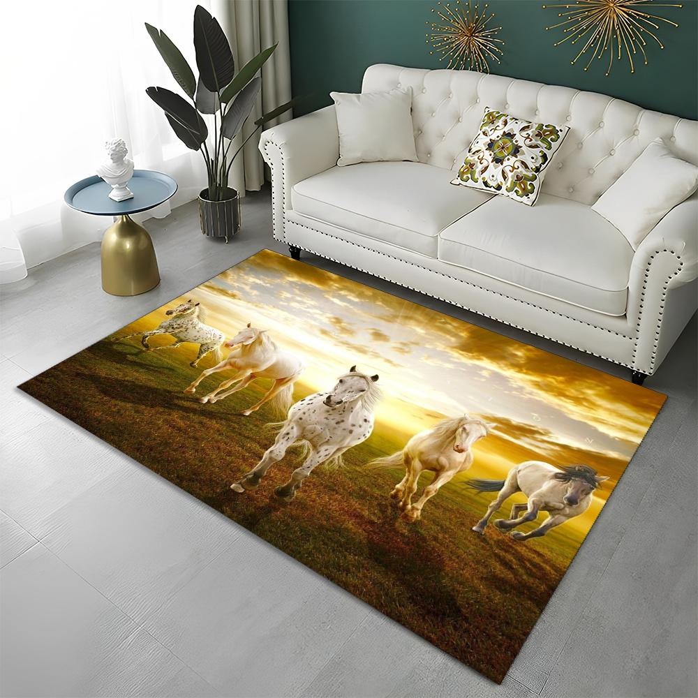3D Animal Pentium Gallant Horse Steed Carpet Rug for Home Living Room Bedroom Sofa Doormat Decor,kid Area Rug Non-slip Floor Mat