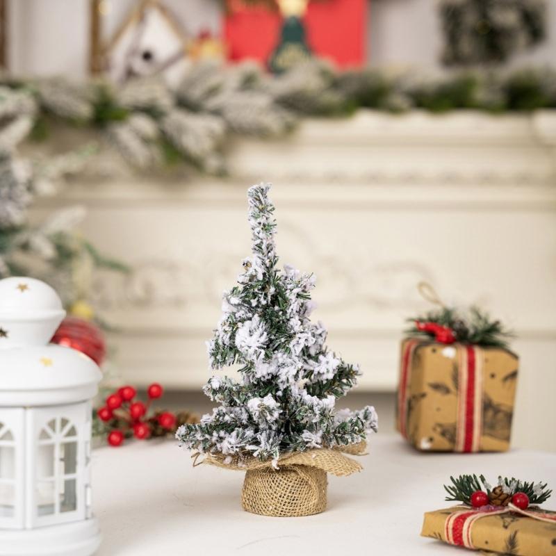 Realistic Snow Covered Christmas Tree Decoration Delicate Burlap Base Snowy Christmas Tree for Home & Office Festival