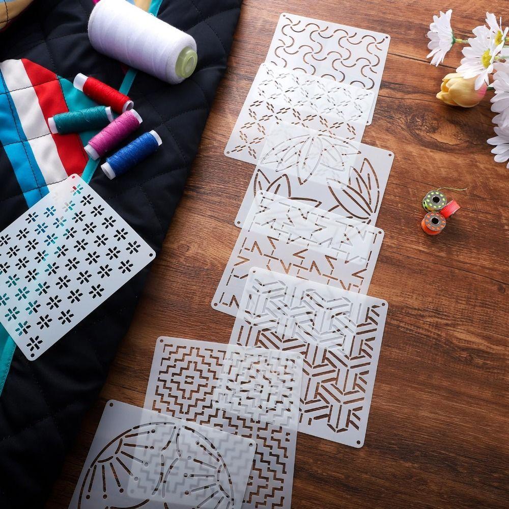 20ks/25ks Geometrická vzorová sada šablon Sashiko Opakovaně použitelná PET sada nití na Sashiko Ruční DIY šablona pro výšivku Sashiko