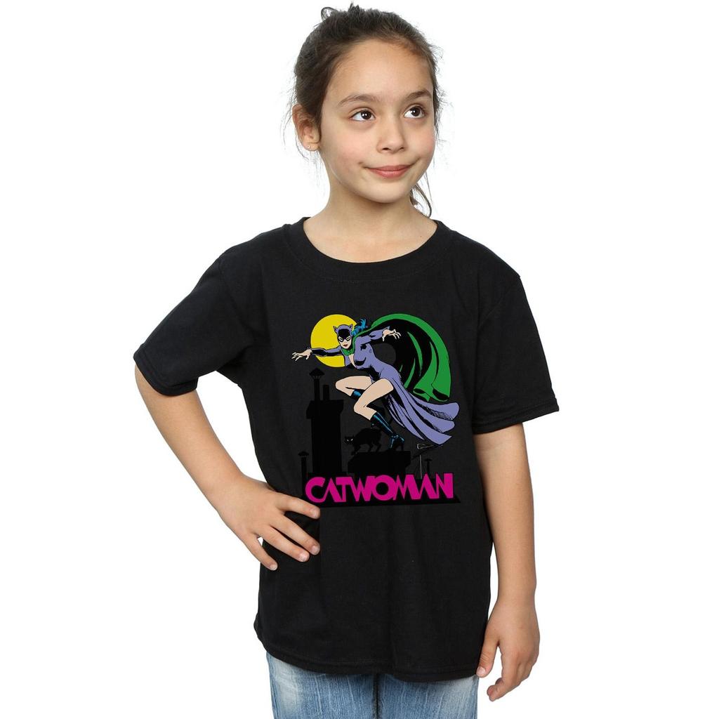 DC Comics Girls Catwoman Text Logo Cotton T-Shirt