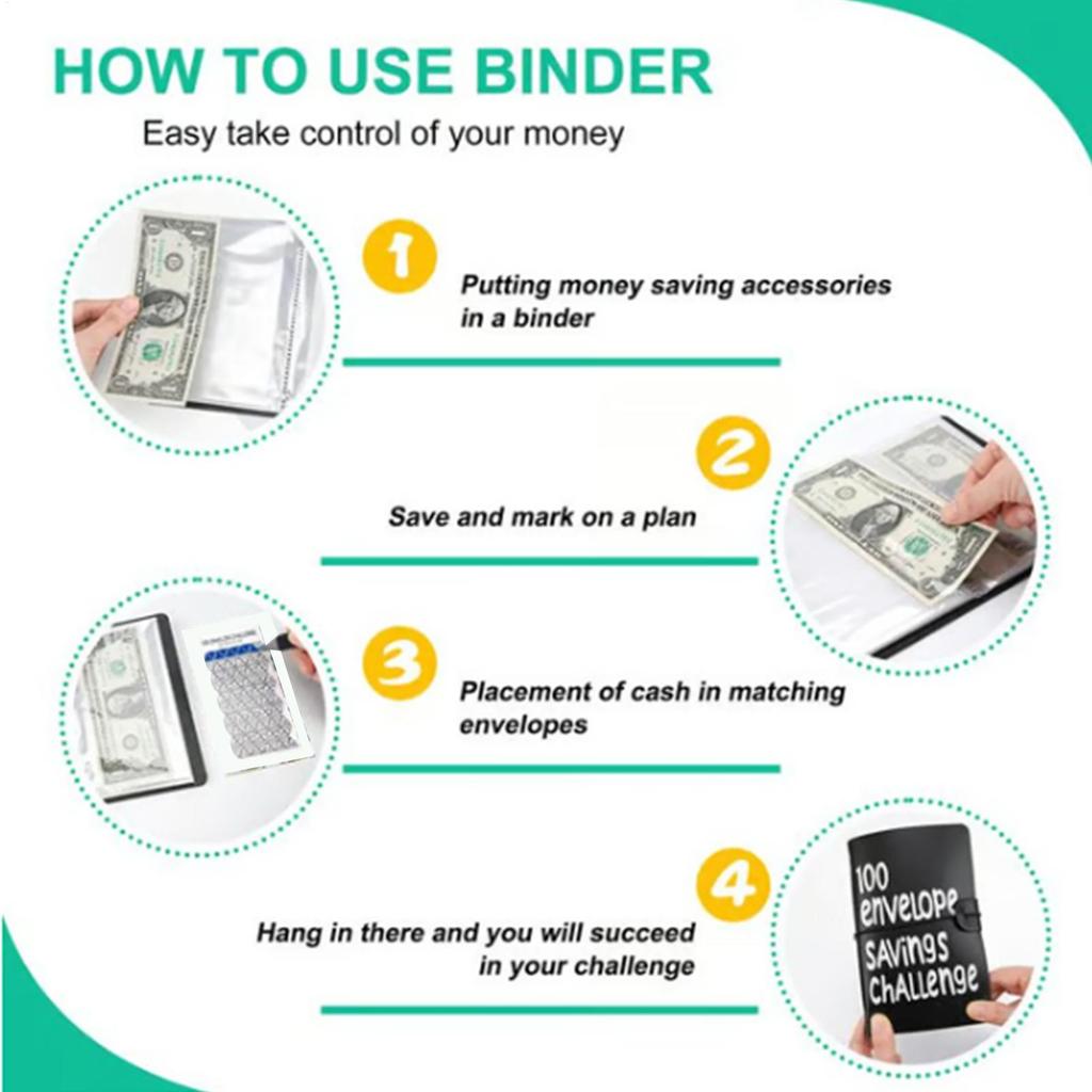 100 days Envelope Challenge Binder Save Savings Challenges Loose-Leaf Binder Budget Binder With Cash Envelopes Money Organizer