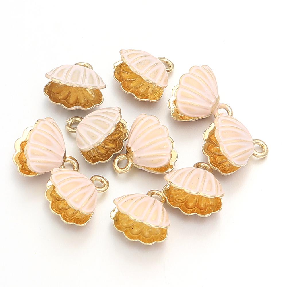 10pcs/lot Alloy Enamel Pendant Colorful Scallop Starfish Shell Shape Charms For DIY Fashion Earring Necklace Jewelry Accessories