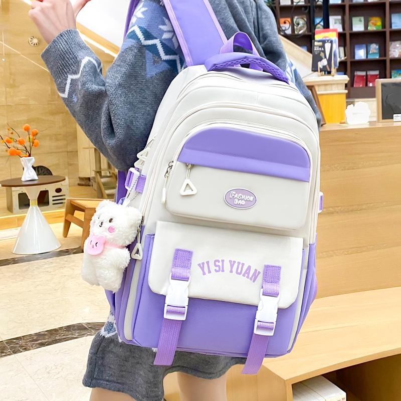 Five-Piece Backpack Set Children's Schoolbag Campus Lackup Ridge Protection Schoolbag Girls Large Capacity Lightweight Backpack