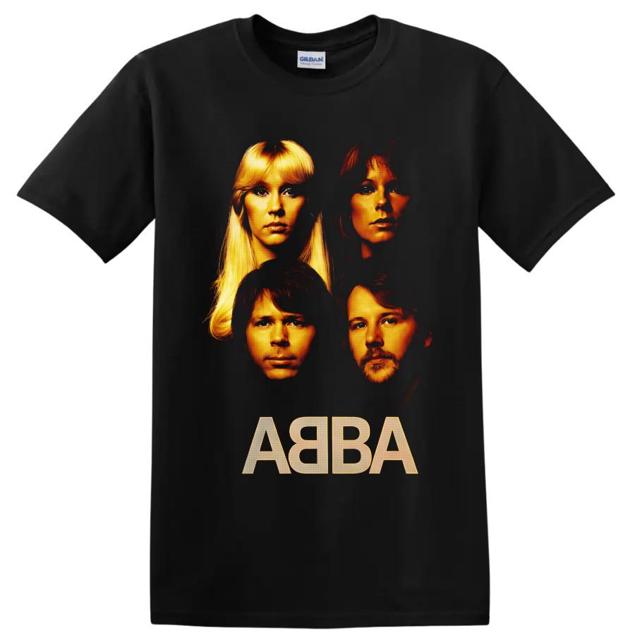 T-shirt Ritratto ABBA Gruppo Pop Retro Quattro Membri Grafica Tee Fan Concerto