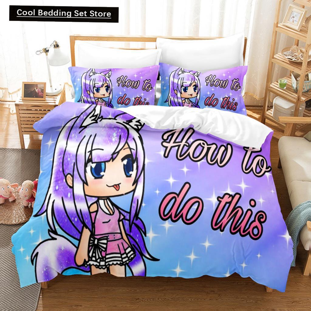 3D Print Anime Kawaii The Gacha Girl Bedding Sets Duvet Cover Set With Pillowcase Twin Full Queen King Bedclothes Bed Linen