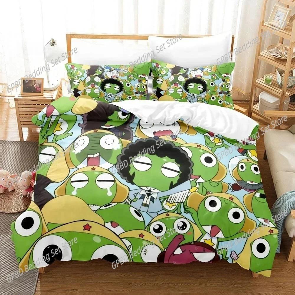 Kawaii Rana Keroro 3D NUOVO Copripiumino Federa Set Biancheria da Letto Adulto Ragazzo Ragazza Decorazione Camera da Letto Bambini Singolo Matrimoniale Grande