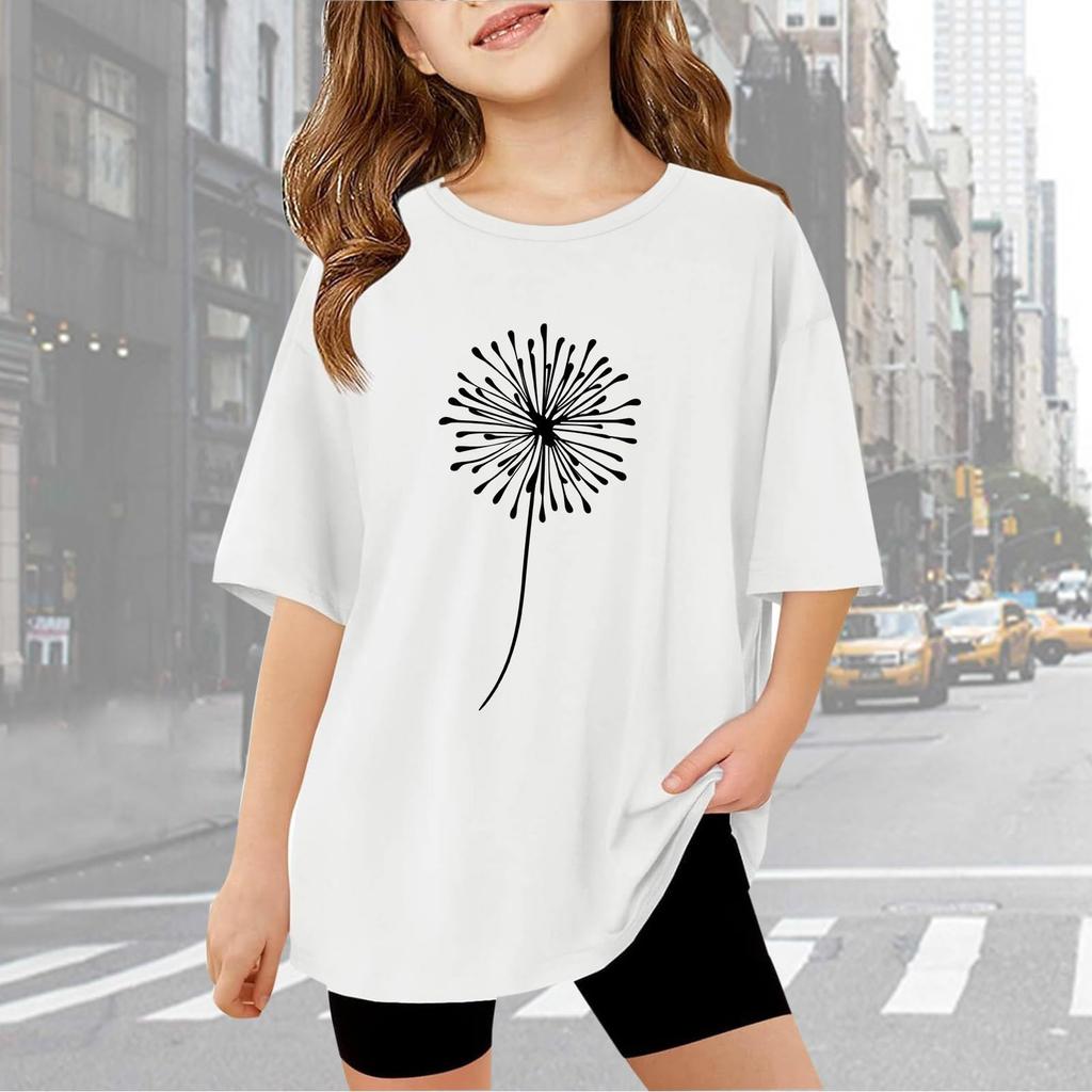 Kids Cute Fashion Short Sleeve Round Neck Printed Casual T-Shirt Top