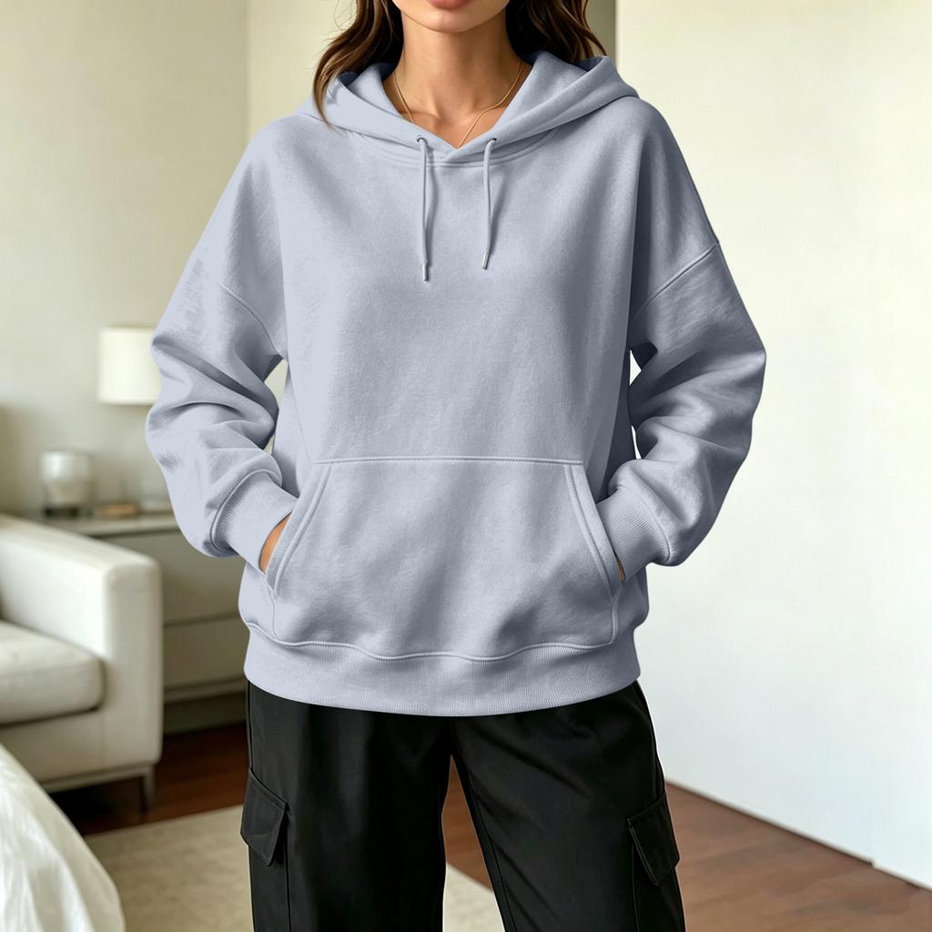 Women's Casual Hoodie with Drawstring Hood and Pockets for Everyday Wear
