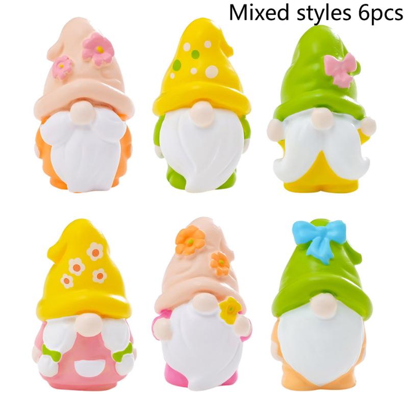6Pcs Miniature Resin Gnomes Set Fairy Garden Statues For Outdoor, Indoor, Office Desk,Party Merits, Plant Pots And Gift
