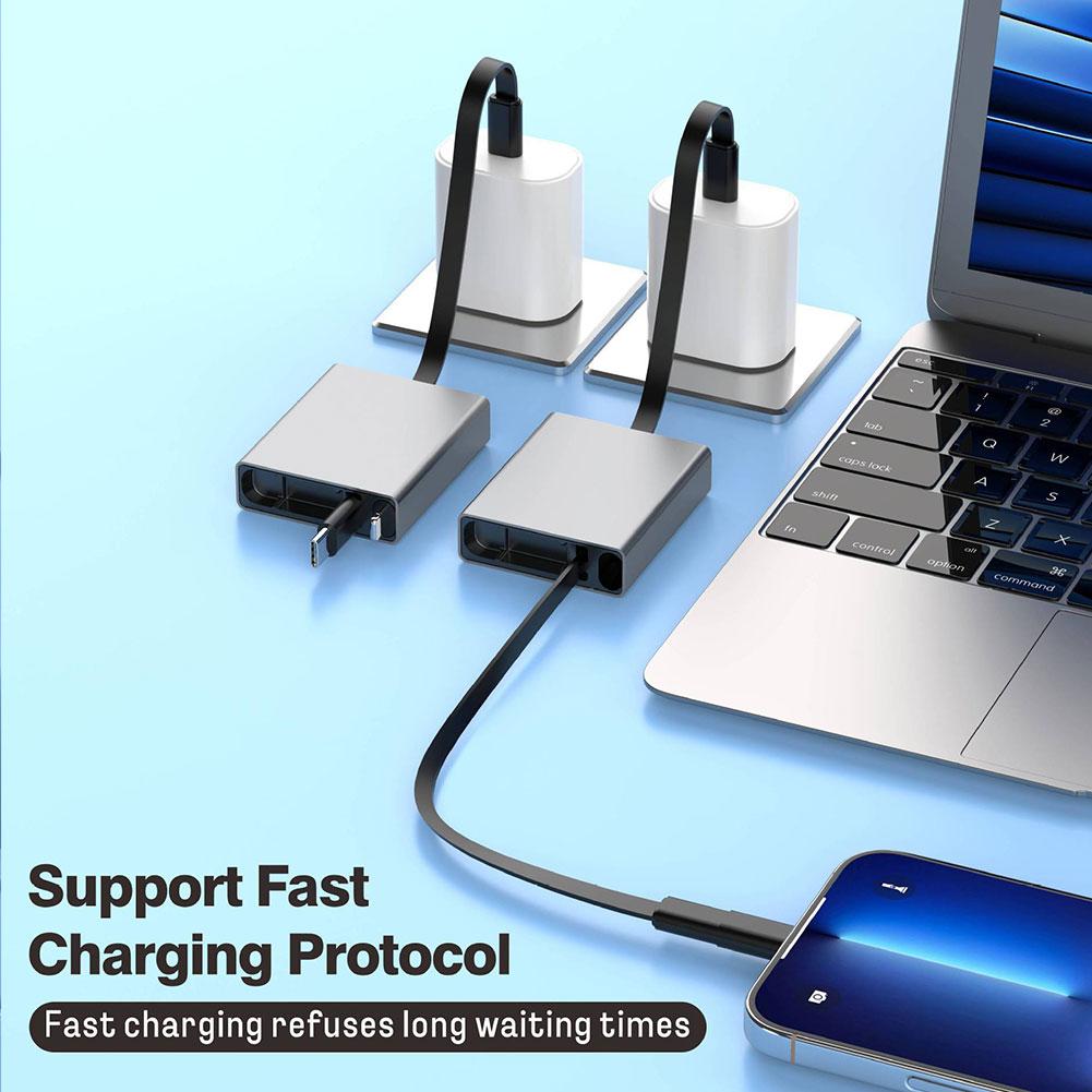 For Arrival Telescopic USB Cable Type C 66W PD 4 In 1 Data Cable Fast Charging Retractable For IPhone Samsung Mobile IPad Laptop