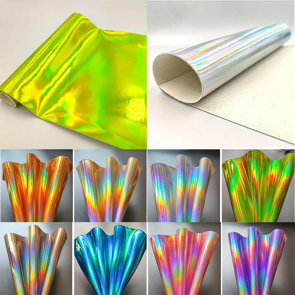 Hologram Iridescent Rainbow Mirrored Faux PU Leather Synthetic Laser Leatherette Fabric Craft Cloth DIY Bows Making Earring