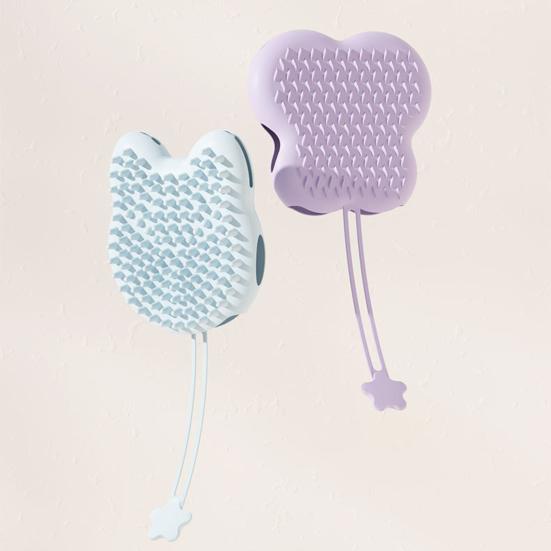 2-in-1 Pet Grooming Glove with Lanyard Soft Flexible Cat Head Shape Pet Grooming Massage Glove Grooming Mitt