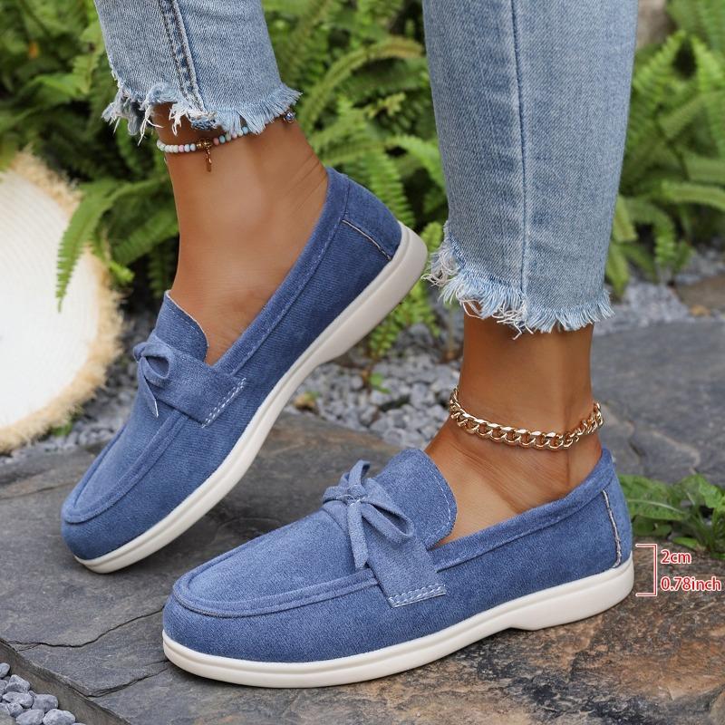 Fashion Women's Bow Loafers Autumn New Round Toe Deep Mouth Soft Sole Non-Slip Single Shoes