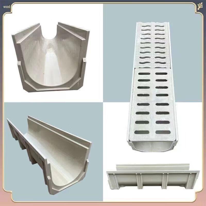 Chuyu Xin Resin Drainage Channel with Stainless Steel Linear Grate (140x100x150mm)