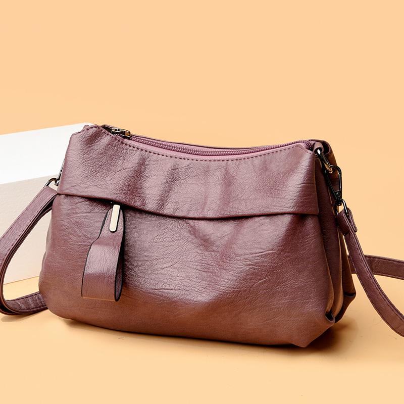 Трехслойные женские сумки на плечо большой вместимости, однотонные простые женские сумки-мессенджеры из мягкой кожи, легкие маленькие сумки в стиле ретро