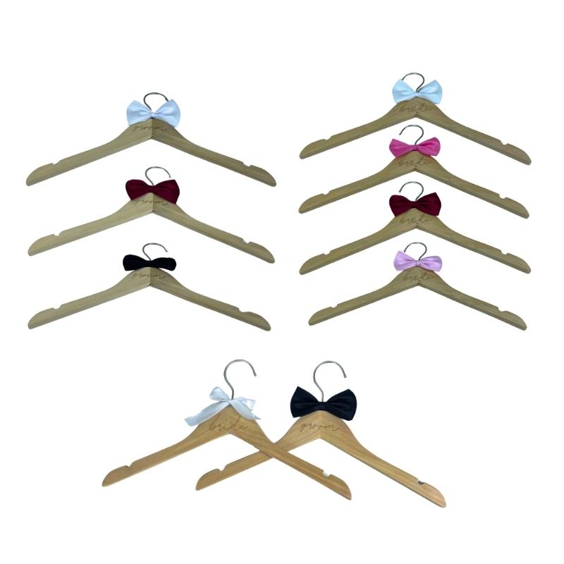 Elegant Wedding Garment Hanger Wood Frame Clothes Hanger MultiFunctional Hook For Bridal Shower Bride Grooms Use 2PCS