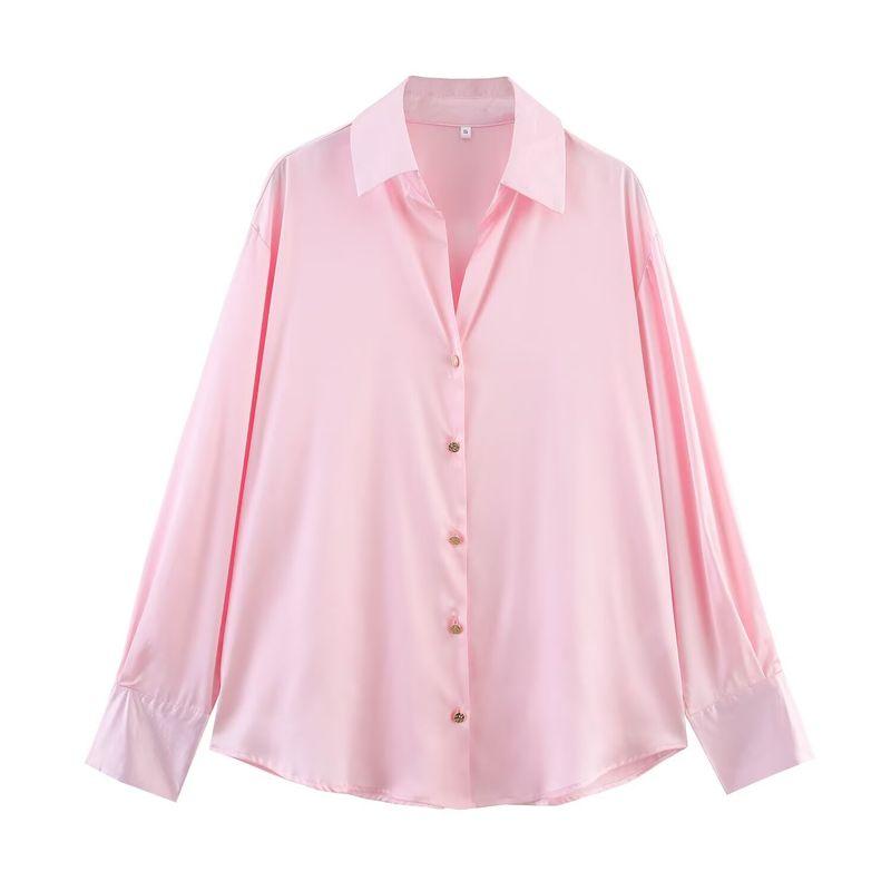 Kaslead New Arrival Women's Fashion Style Fashion Minimalist Silk Satin Textured Shirt 2074580
