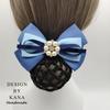 Women's Blue Flower Hair Net & Hairpin for Professionals