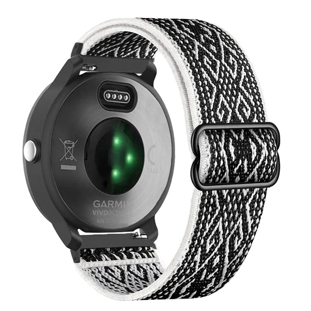20mm 22mm Nylon Strap For Garmin Vivoactive 4 3 HR Band Watch Venu 2 SQ Forerunner 645 Elastic Wristband Bracelet Fenix 6 5 Pro