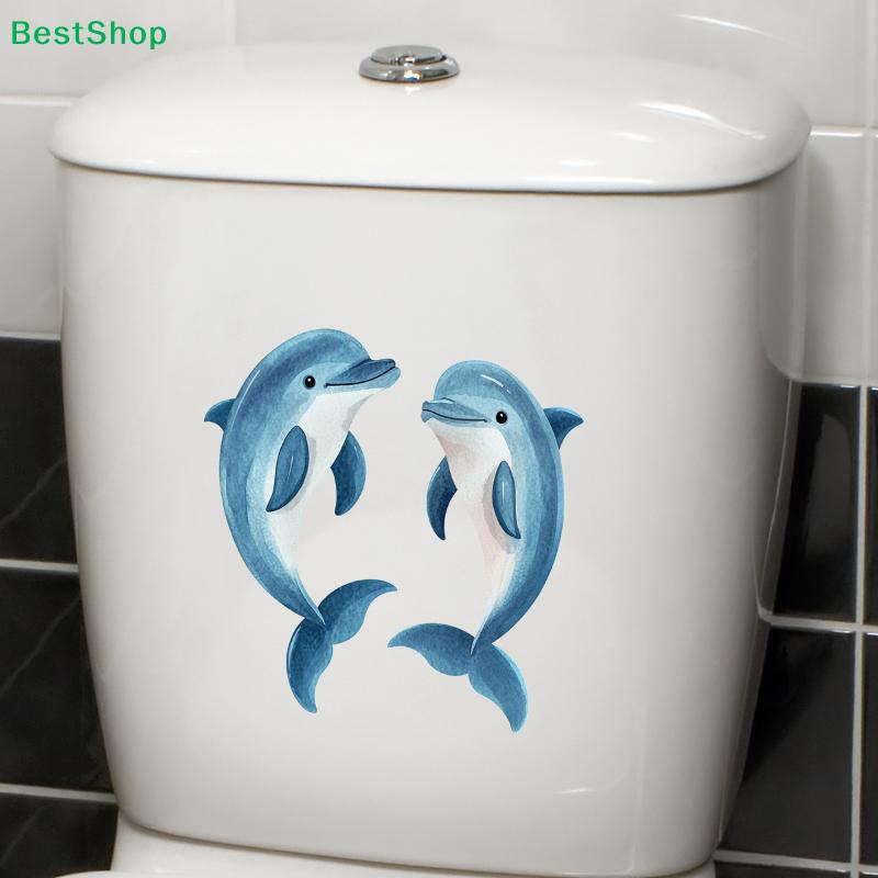 Blue Light Dolphin Toilet Sticker