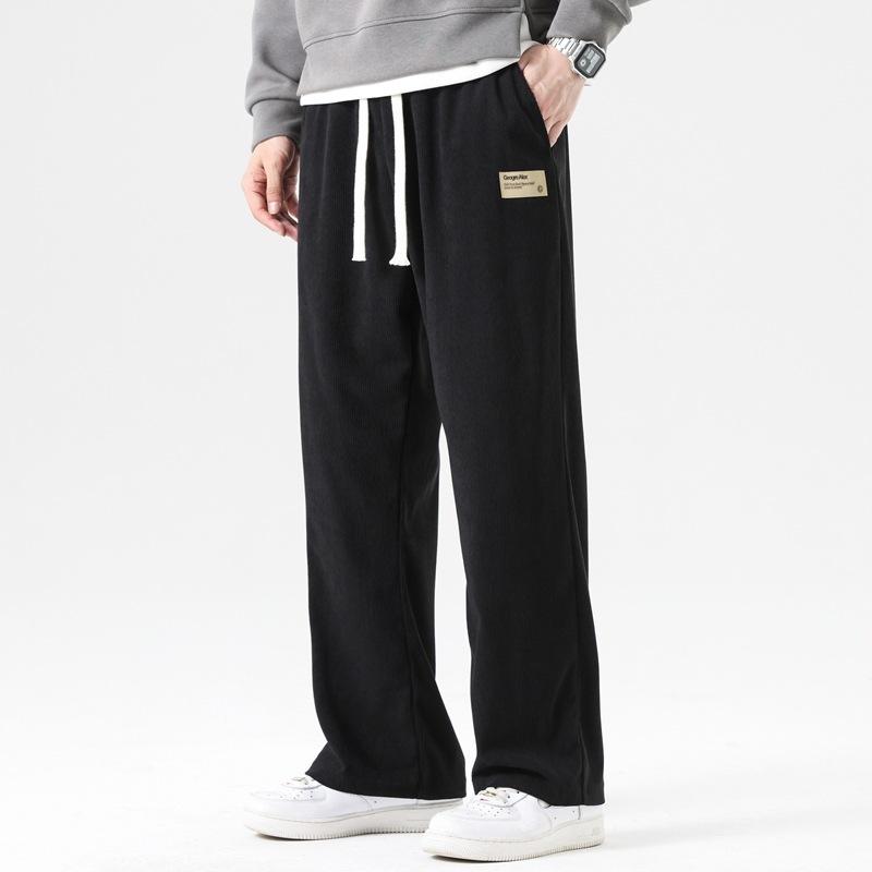 Men's spring and autumn drape solid color casual pants men's corduroy straight wide-leg loose versatile trousers sweatpants