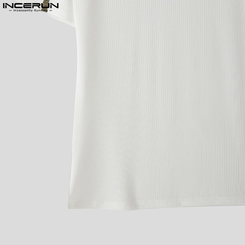 INCERUN Men Summer T-shirts Casual Short Sleeve Stitching Fitted Tops