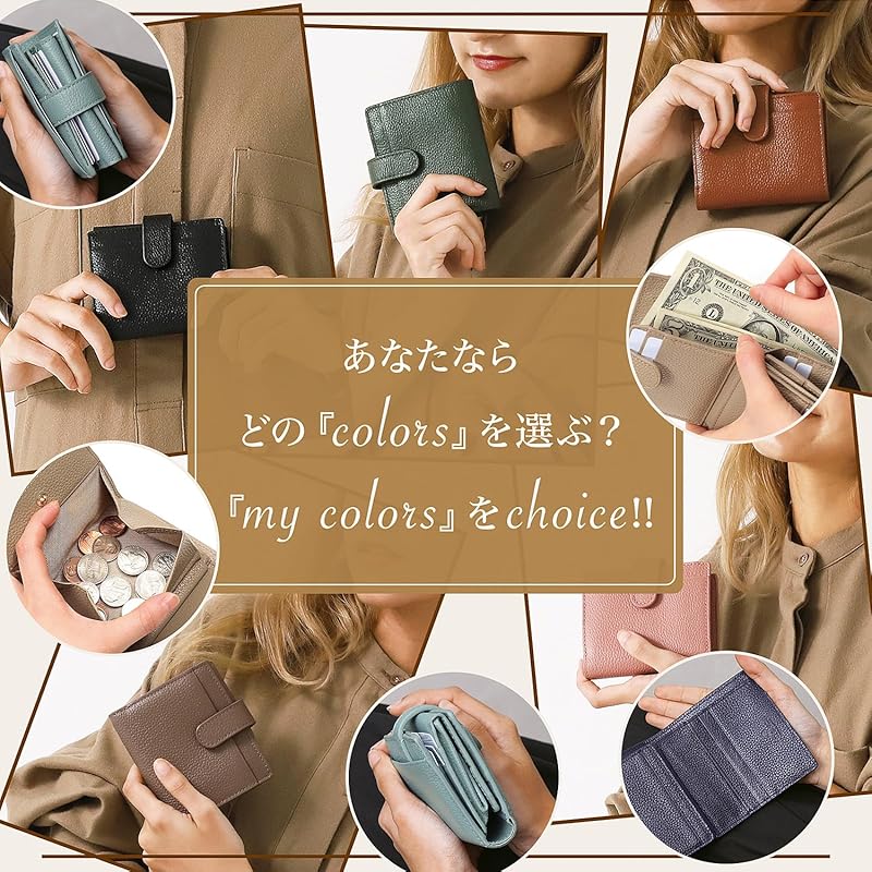[BLUE SINCERE] mini wallet ladies genuine leather large capacity Bills don't break box type bi-fold wallet Thin small wallet skimming block / HW5