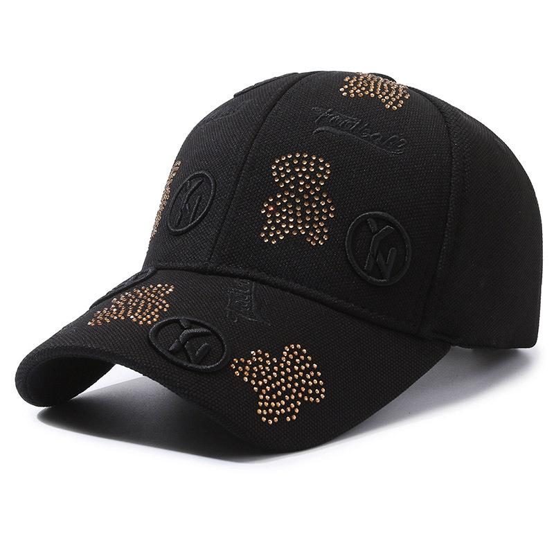 

Baseball cap, pineapple cloth men s and women s hats, outdoor visor caps, peaked caps, new sticky diamonds, fashionable versatile hats Adjustable чёрный