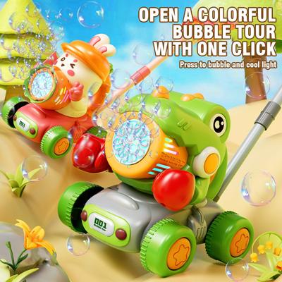 2-In-1 Hand Push Electric Bubble Gun Dinosaur Bubble Machine Children's Soap Bubbles Blowing Toys for Outdoor Games Baby Kids