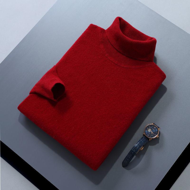 Spring And Autumn Winter Men'S High Collar Sweater Warm High End Woolen Sweater Fashion Knitted Hoodie