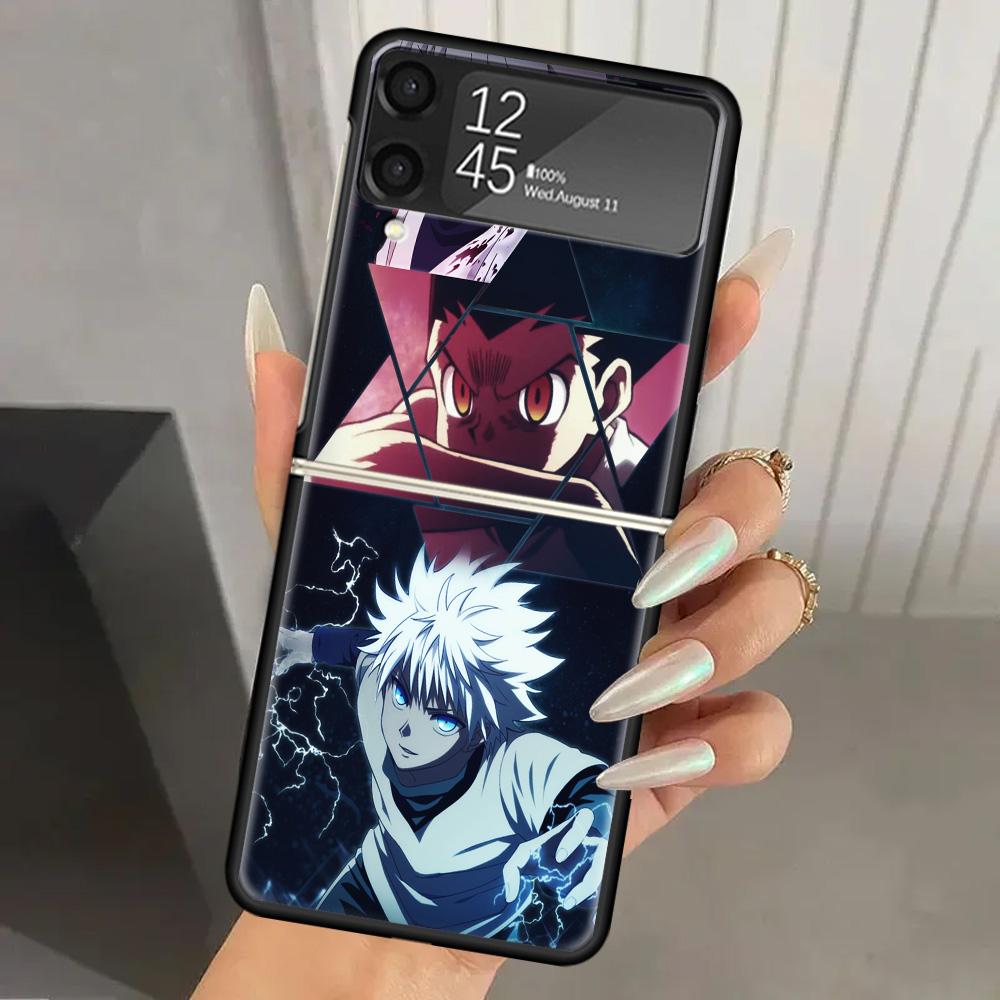 Hunter HXH Anime Hard PC Phone Case For Samsung Galaxy Z Flip 7 6 5 4 3 Black ZFlip7 ZFlip6 Flip5 Flip4 Flip3 5G Print Cover Gal