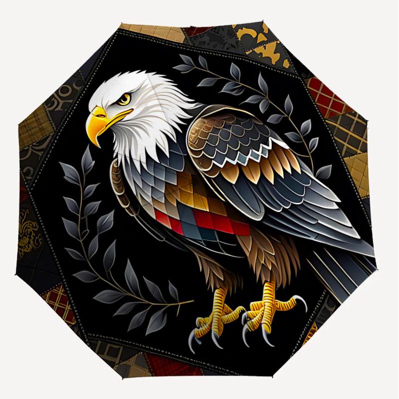 1PC Eagle Leaf Automatic Open/Close Umbrella with Windproof, 8-Rib Sturdy Canopy, Durable Ribs, Fashionable Design, Outdoor Accessory, Fun Prin, Holid