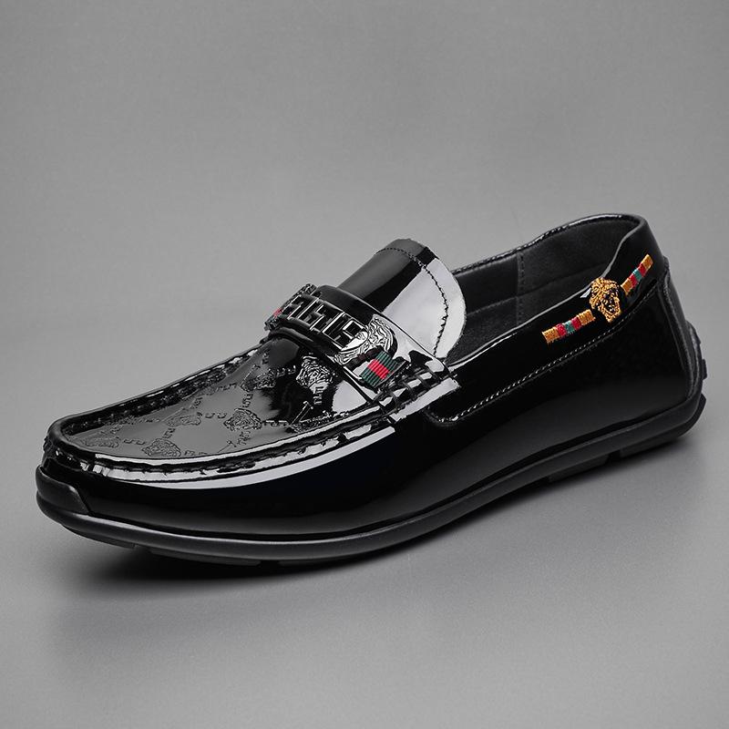 New Men's Doudou Shoes Patent Leather Casual Shoes Men's Genuine Leather Fashion European Men's Single Shoes Leather Shoes