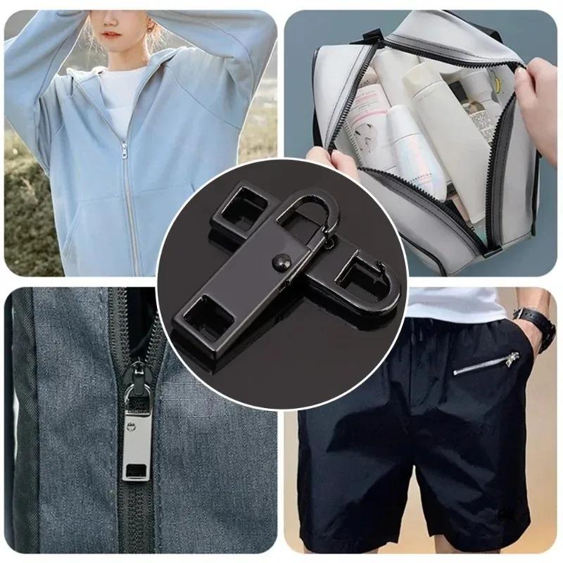 1/10pcs Durable Tool Free Zipper Repair Instant Replacement Metal Pull Slider Universal Detachable for Luggage Bags Clothing