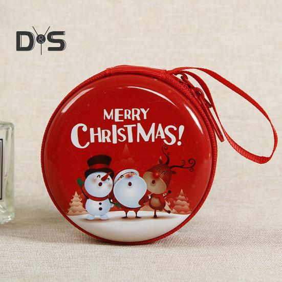 Münzgeldbörse für Kinder, rund, Weihnachtsmünzbeutel mit Cartoon-Muster, Reißverschluss, Münzetui mit Umhängeband für Kindermünzen, Bargeld, Schlüssel, Süßigkeiten