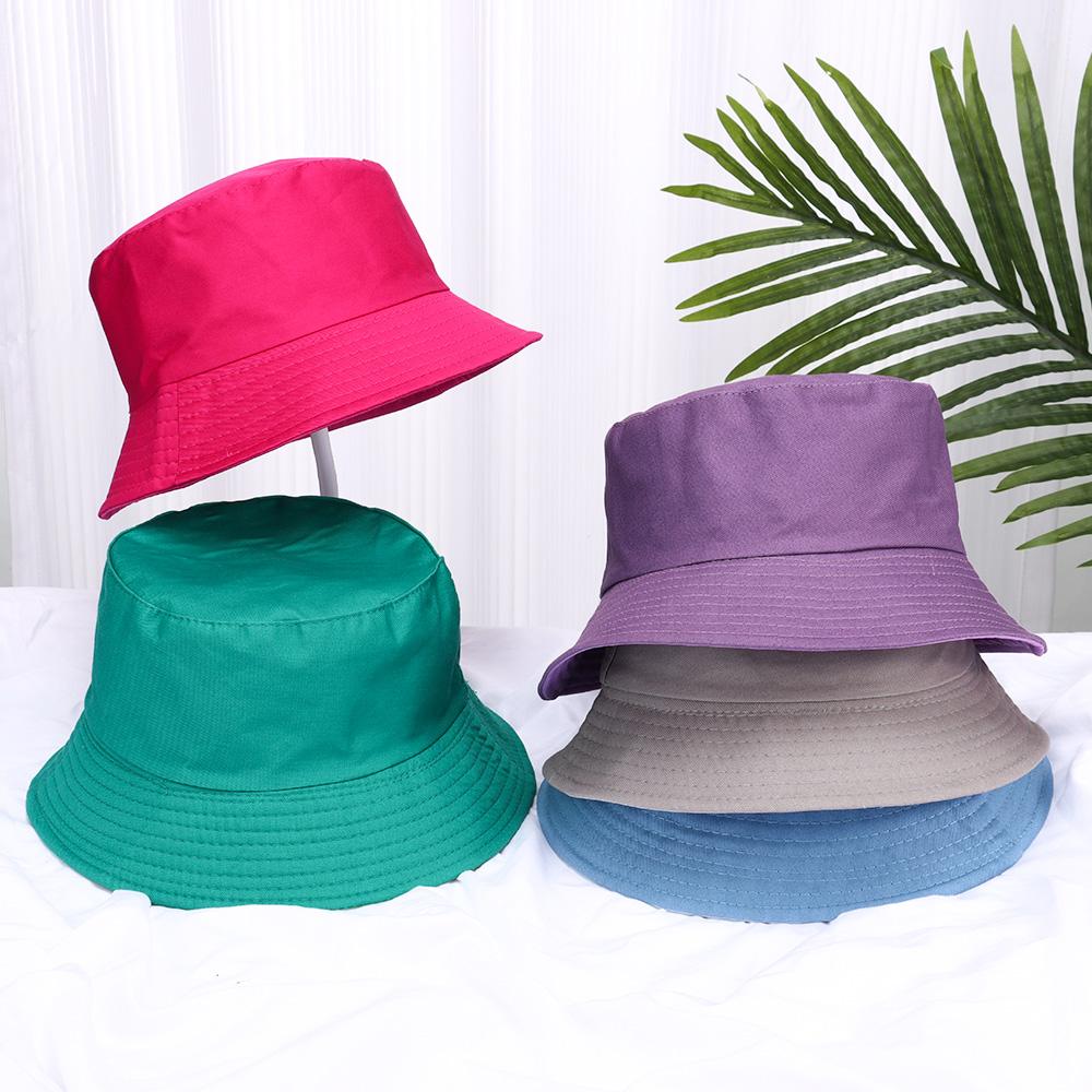 Summer Casual Outdoor Sunscreen Fisherman Cap Bucket Hat Candy Color Sun Caps