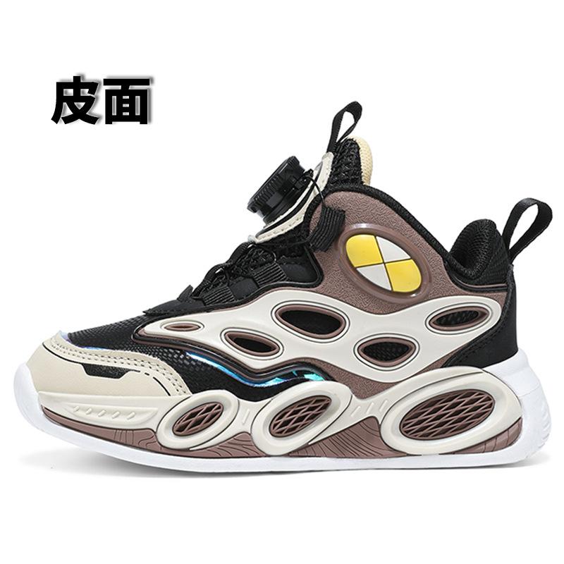 Boys' sports shoes cushioning running shoes 2025 spring and autumn new leather surface middle and older children's comfortable casual shoes knob shoes