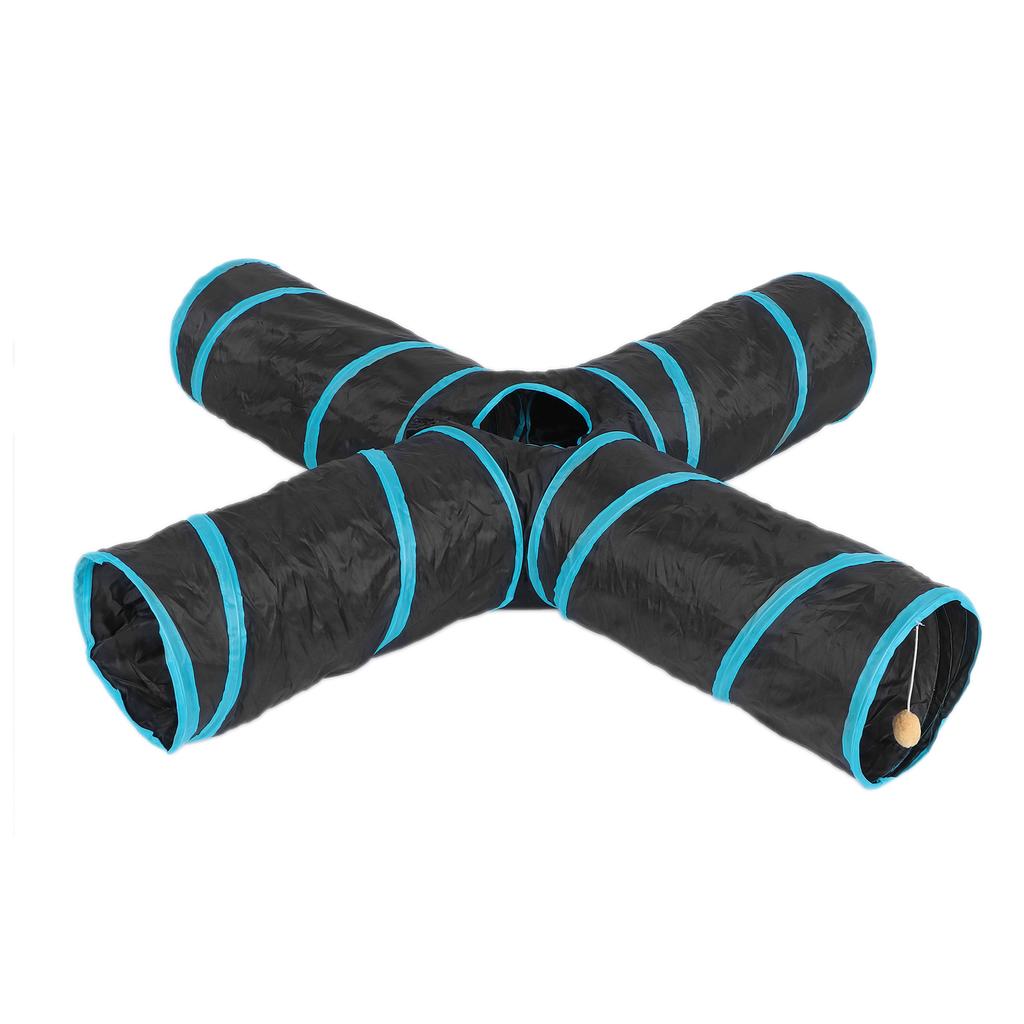 Pet Play Tunnel Collapsible 4 Way Cat Tube with Storage Bag for Cats Dogs Rabbits Indoor and