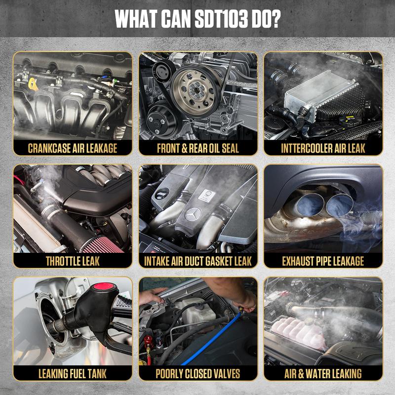 AUTOOL SDT103 Dūmų mašina Nuotėkio detektorius EVAP sistema Automobilinė dūmų mašina Nuotėkio detektorius Alyvos vamzdyno nuotėkio bandymo įrankis