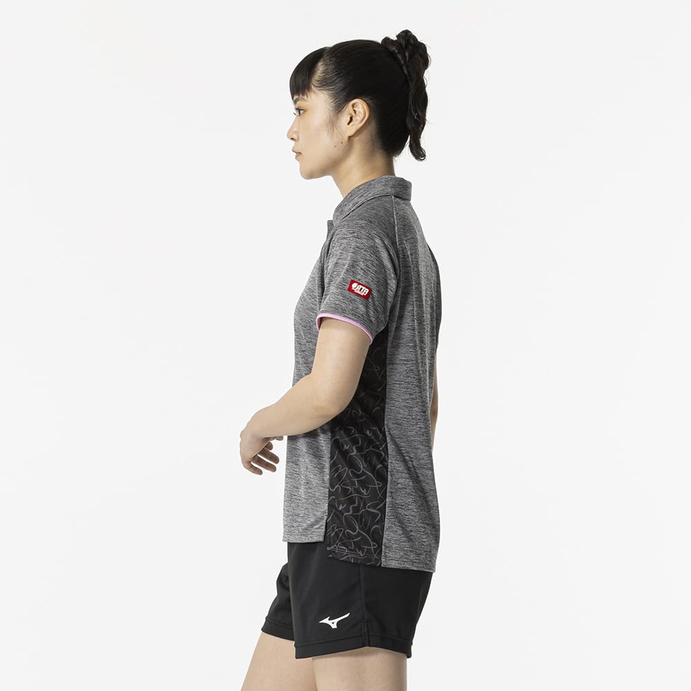 Table Tennis Game Short JTTA 82JAB210 Shirt, Sleeve, Certified, Moisture-Wicking, Quick-Drying, Women's, Charcoal, XL,