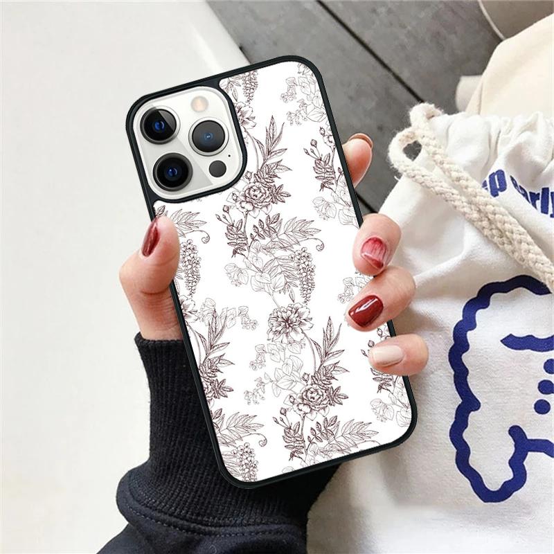 Vintage Leaves Flower Phone Case For iPhone 17 Air 15 16 Cover  11 13 14 Pro Max 12 Plus Max Fundas