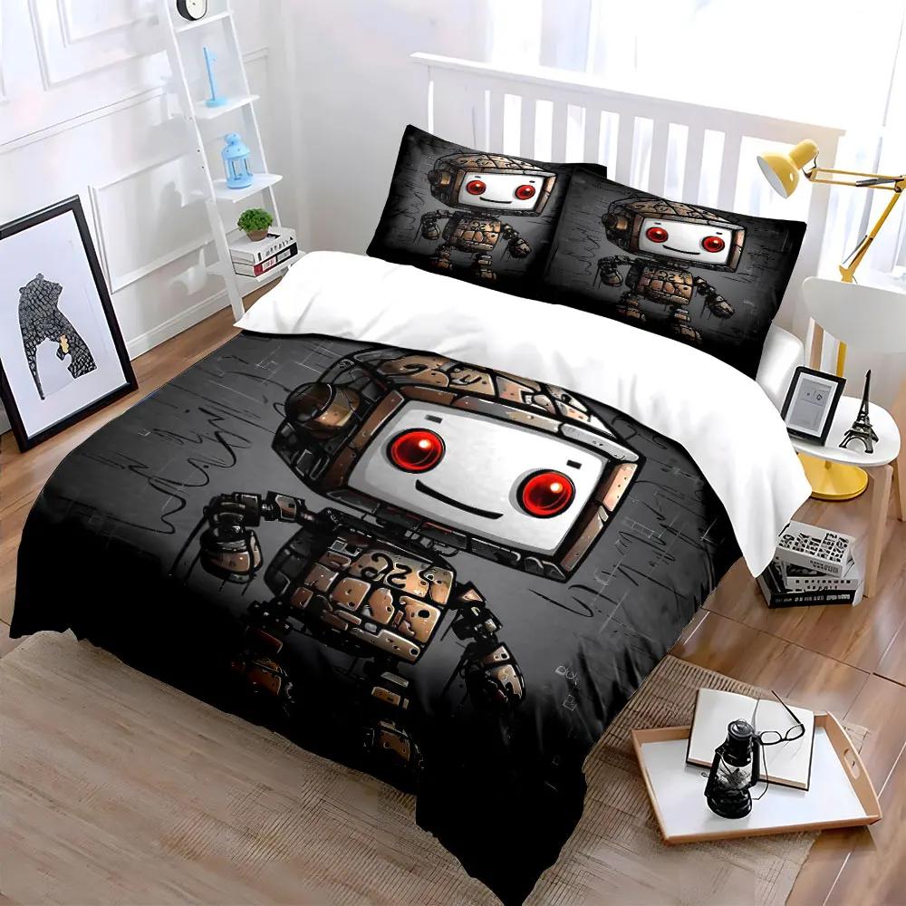 Rustic Robot Decorative Set Bedding Set with 1 Duvet Cover 2 Pillowcases Single Double King Queen Gift