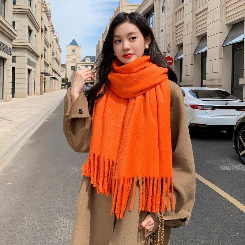 Mink hair scarf light luxury high-end imitation cashmere scarf women's winter Korean atmosphere men's shawl scarf autumn and winter